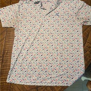 Rhoback White Polo with Dinosaur pattern